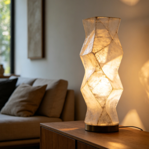 Natural Shell Stone Twisted Column Art Desktop Lamp