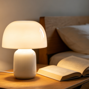 INS Milky White Ceramic Mushroom Eye-Friendly Desk Lamp